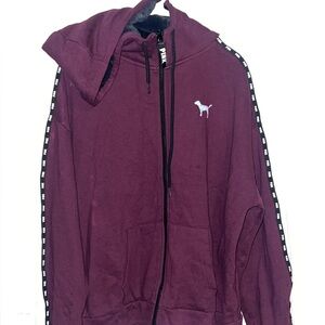 PINK Victoria's Secret Maroon Hoodie with Black Accents